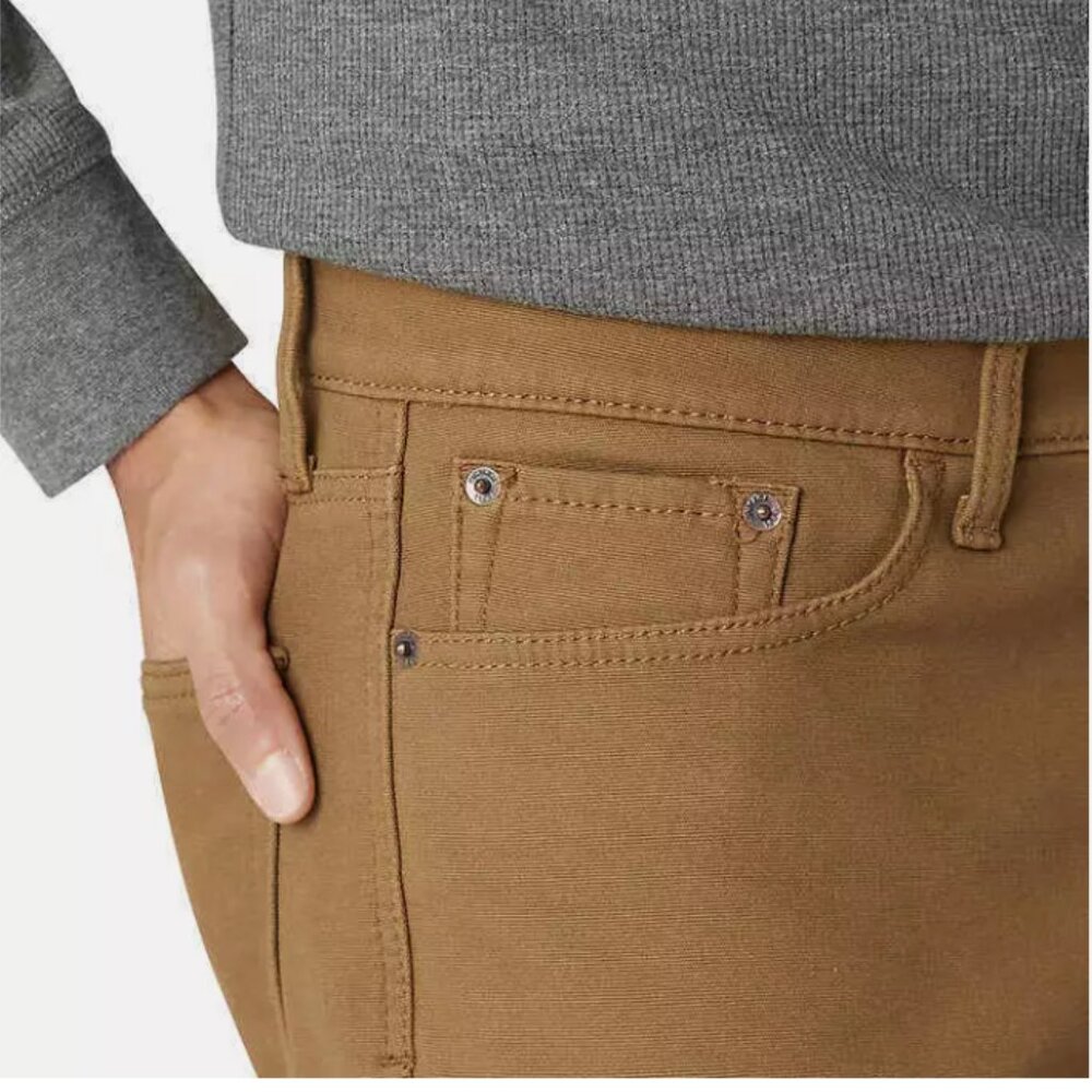 Weatherproof Vintage Men’s Fleece Lined Pant Bonded Fleece Lining Stretch Canvas - Picture 2 of 5